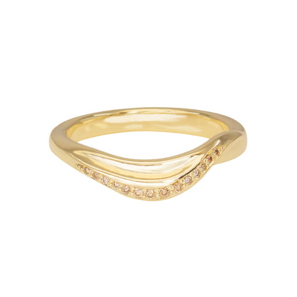 Grass Leaf Wedding Band - Champagne Diamonds - Irena Chmura Jewellery