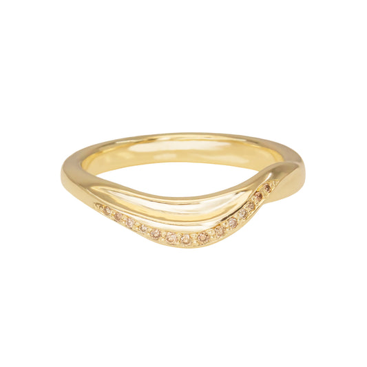 Grass Leaf Wedding Band - Champagne Diamonds - Irena Chmura Jewellery