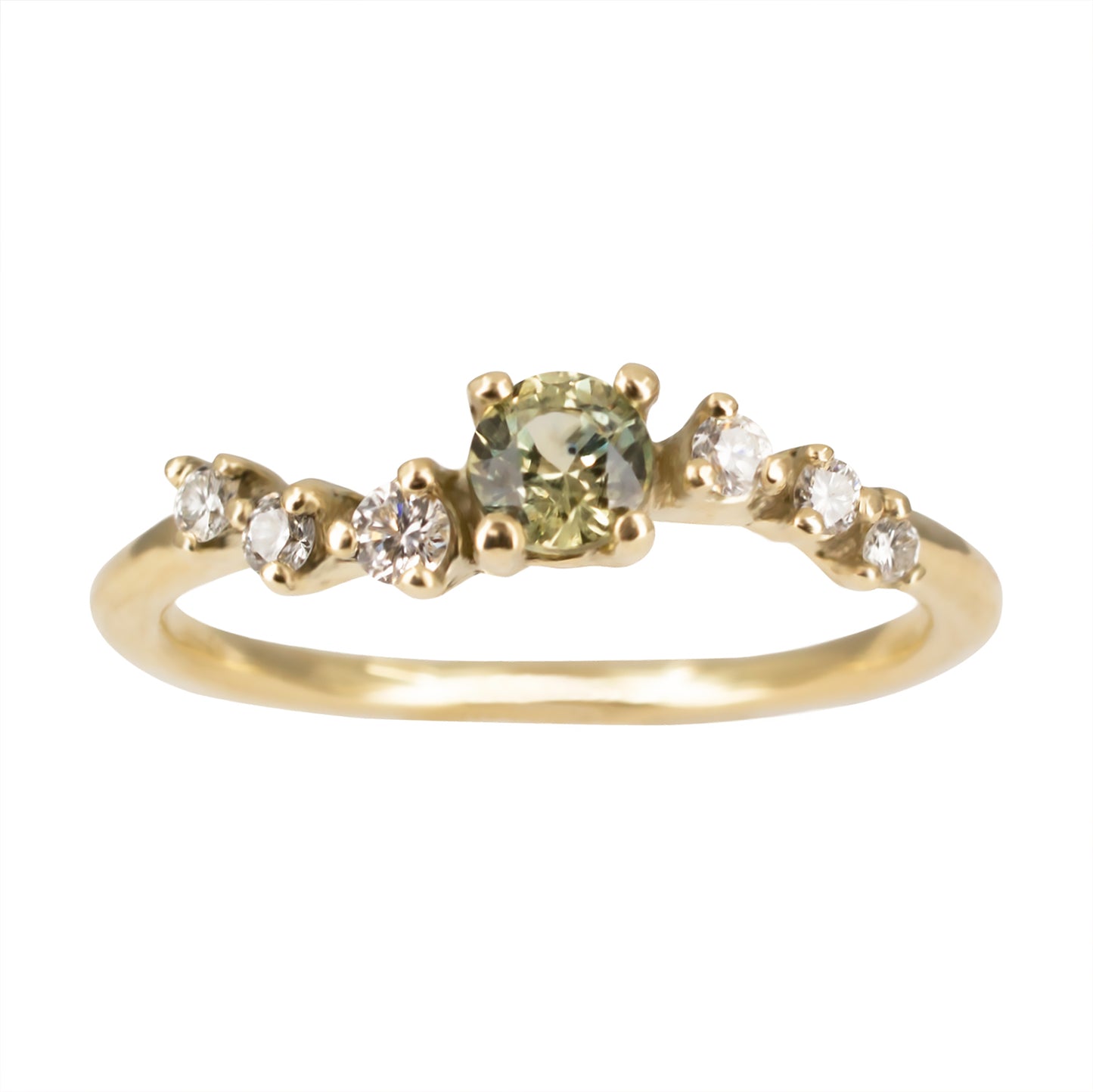 Namika Ring - Green Sapphire And White Diamonds