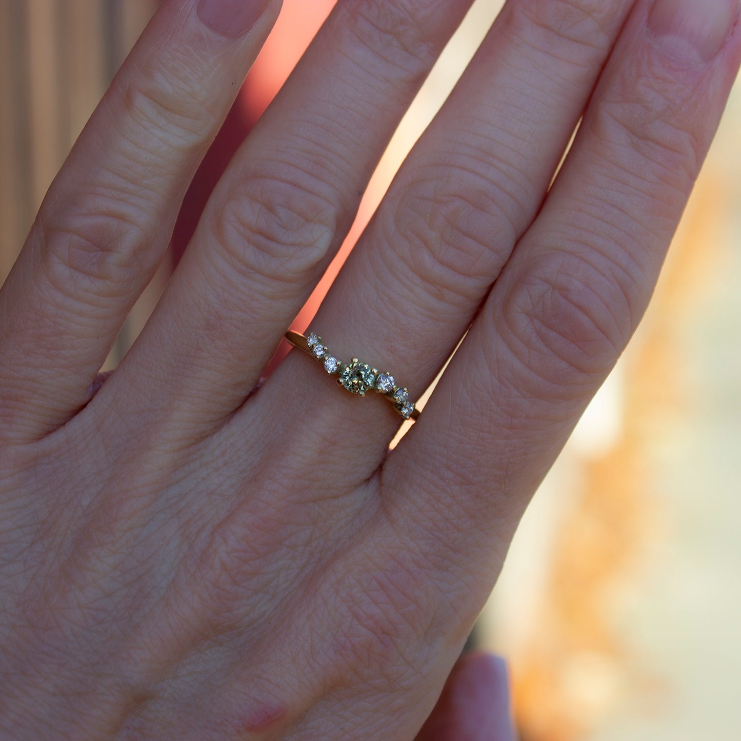Namika Ring - Green Sapphire And White Diamonds