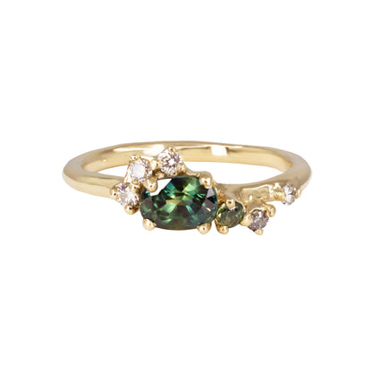 Dryad II Engagement Ring - Green Sapphire And Salt & Pepper Diamonds - Irena Chmura Jewellery
