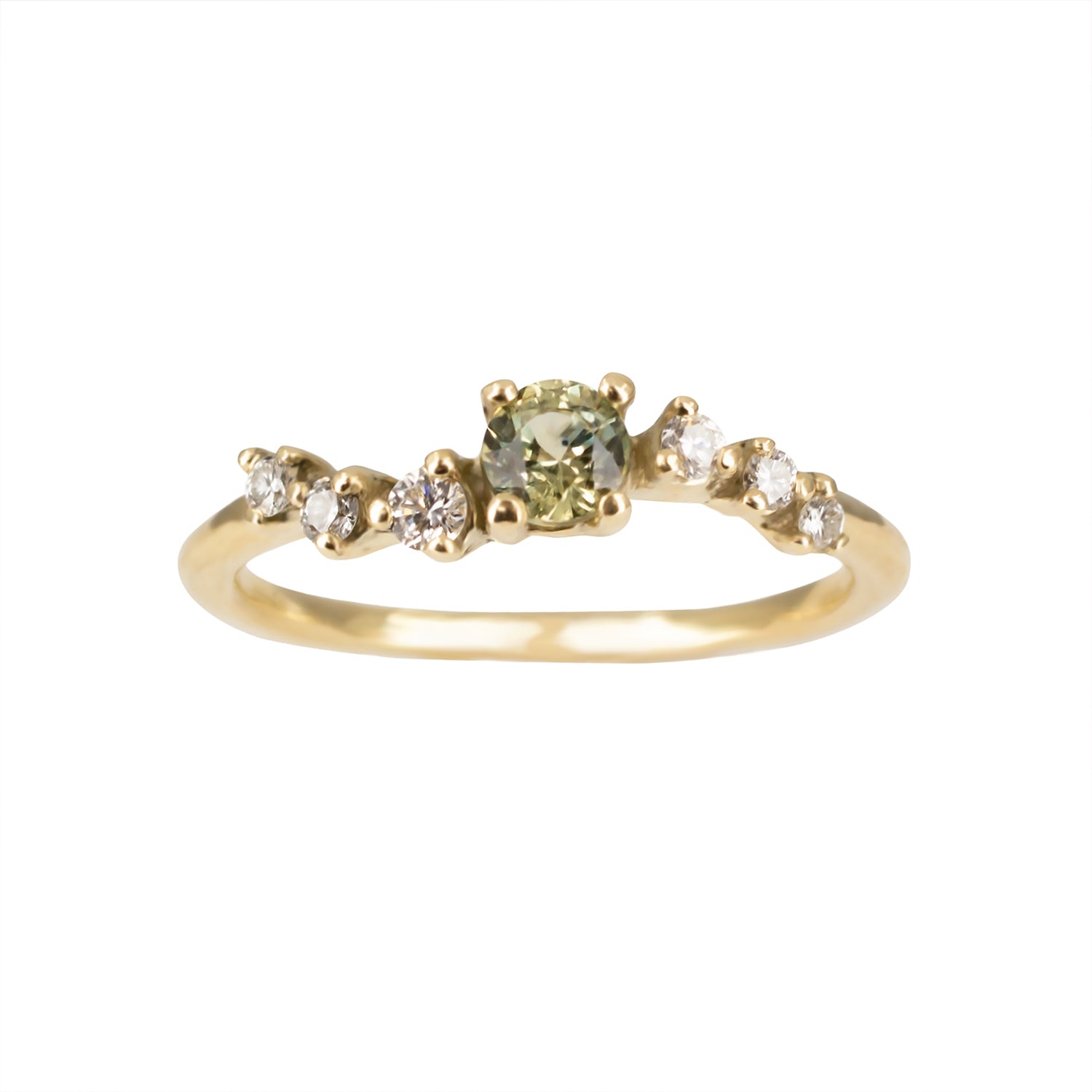 Namika Engagement Ring - Green Sapphire And White Diamonds - Irena Chmura Jewellery
