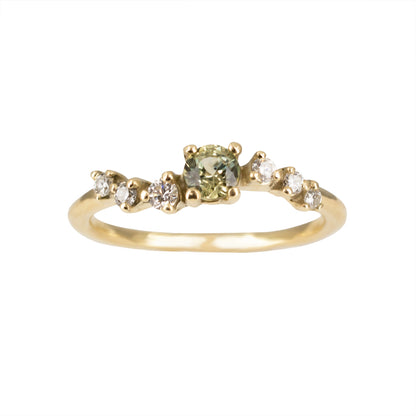 Namika Engagement Ring - Green Sapphire And White Diamonds - Irena Chmura Jewellery