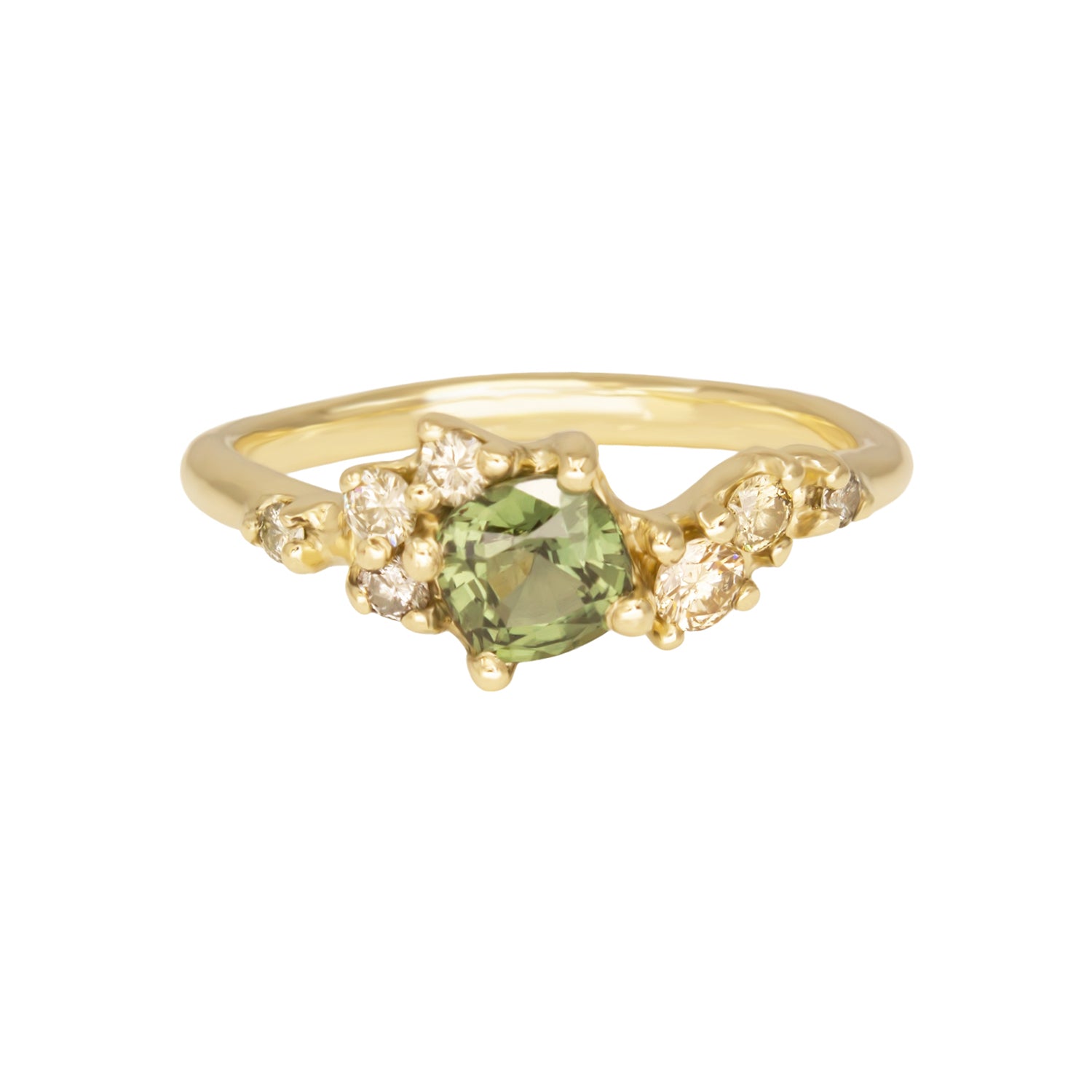 Danae Engagement Ring - Green Sapphire And Yellow Diamonds - Irena Chmura Jewellery