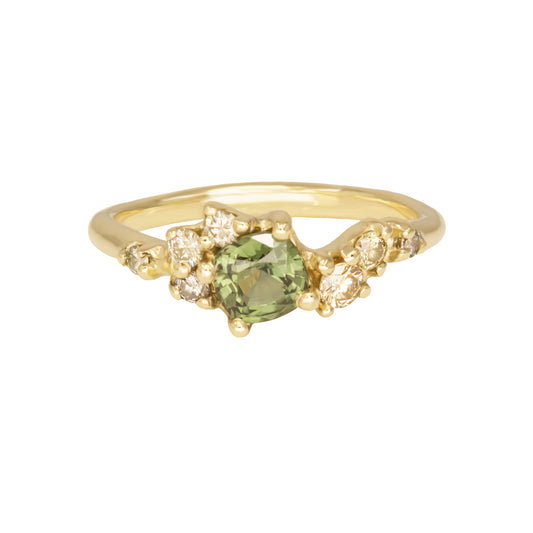 Danae Engagement Ring - Green Sapphire And Yellow Diamonds - Irena Chmura Jewellery