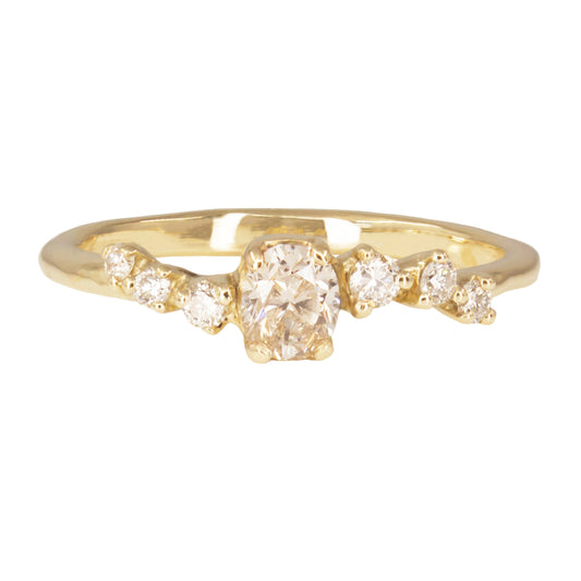 One Of A Kind Namika Ring - Oval Champagne Diamond 0.3ct And White Diamonds
