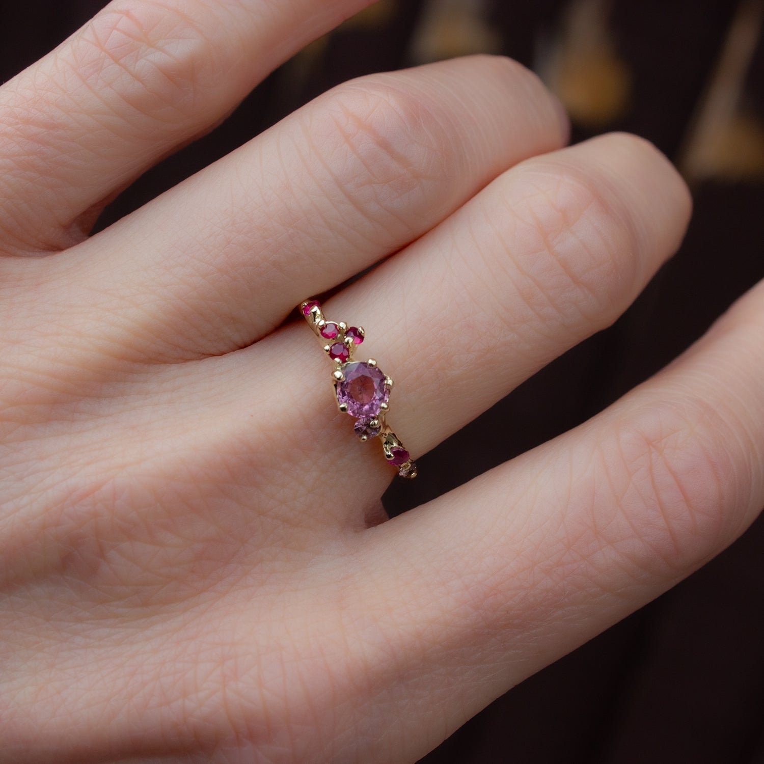 One Of A Kind Antheia II Ring - Padparadscha Sapphires And Rubies - Irena Chmura Jewellery