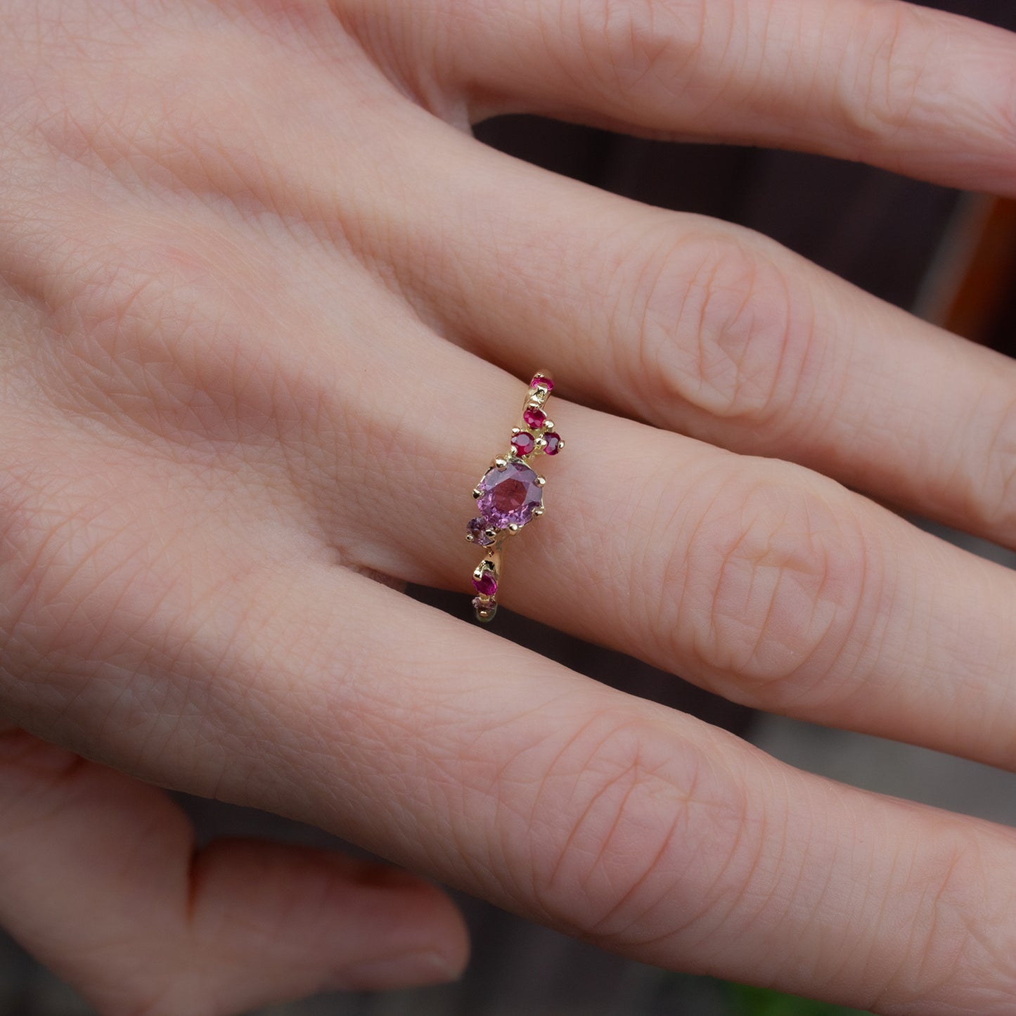 One Of A Kind Antheia II Ring - Padparadscha Sapphires And Rubies - Irena Chmura Jewellery