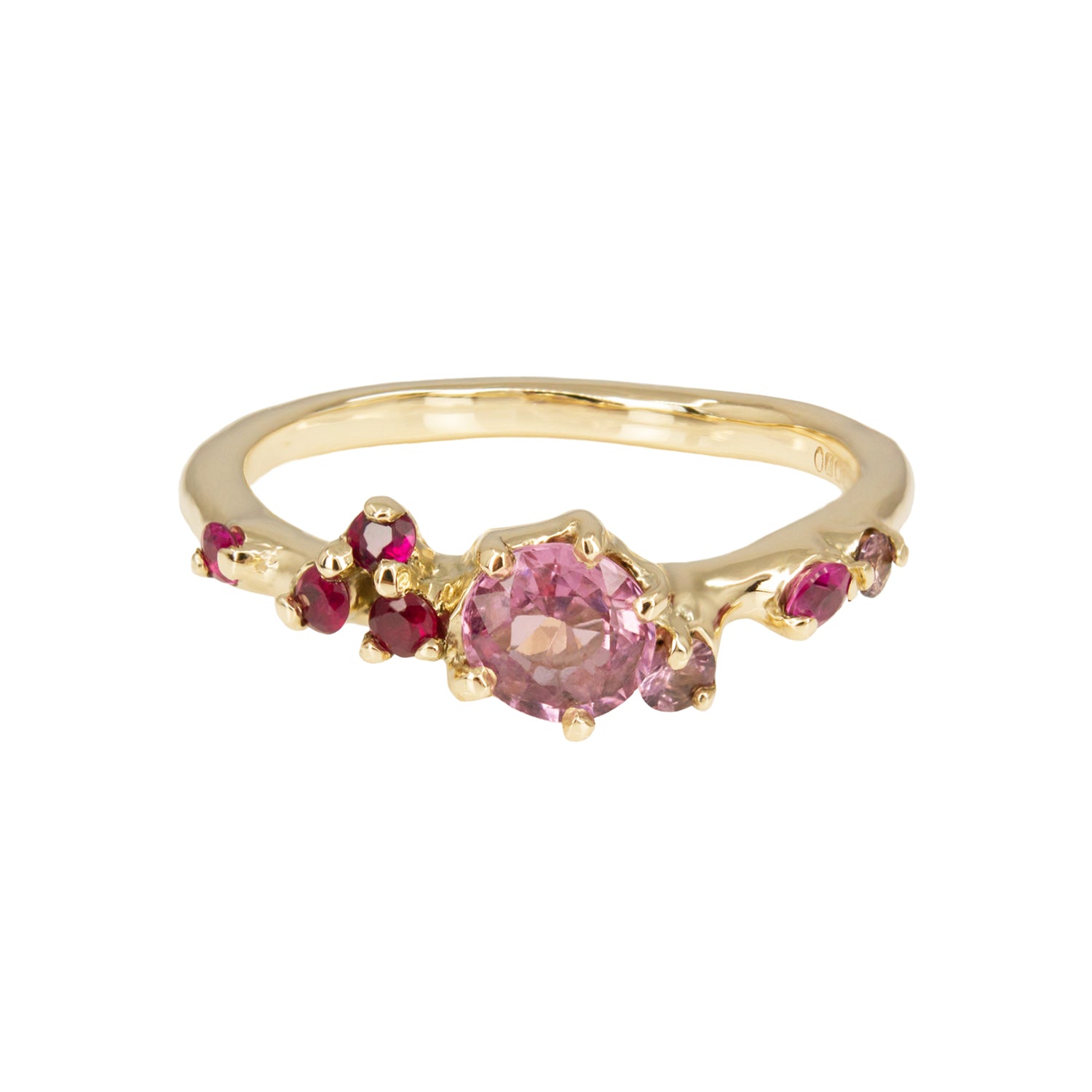 Antheia II Engagement Ring - Padparadscha Sapphires And Rubies - Irena Chmura Jewellery