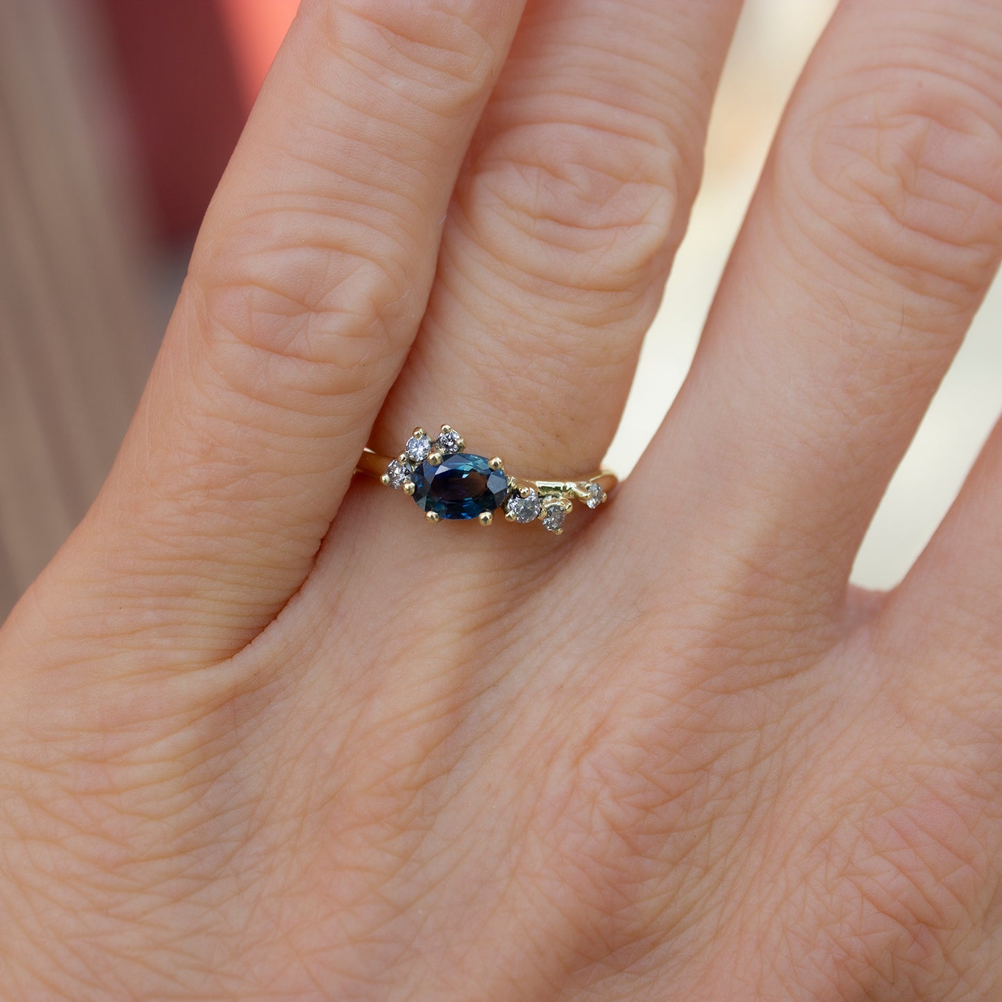One Of A Kind Dryad II Ring - Dark Blue Parti Sapphire And Salt & Pepper Diamonds - Irena Chmura Jewellery