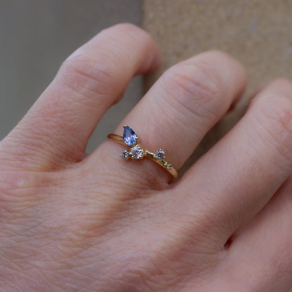 One Of A Kind Sayuri Ring - Blue Sapphire And Grey Diamonds