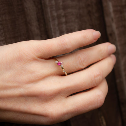 Rosy Blossom Ring- Pink Tourmaline, Sapphire And Salt & Pepper Diamonds - Irena Chmura Jewellery