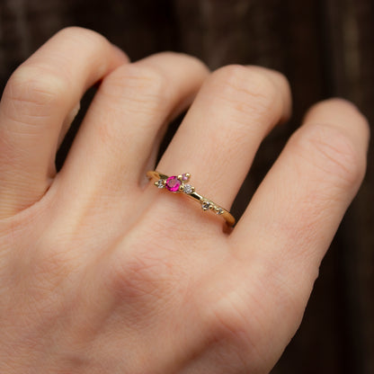 Rosy Blossom Ring- Pink Tourmaline, Sapphire And Salt & Pepper Diamonds - Irena Chmura Jewellery