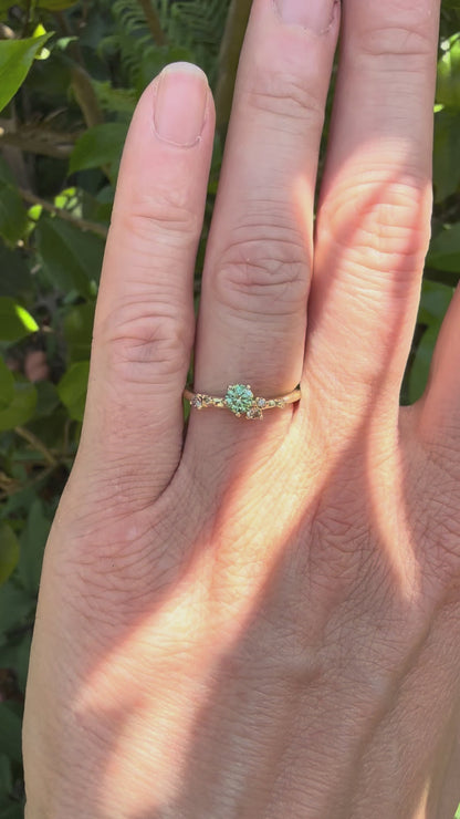 Antheia Engagement Ring - Green and Champagne Diamond