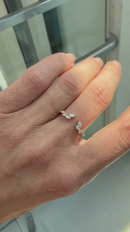 Diamond Laurel Garland Open Wedding Ring
