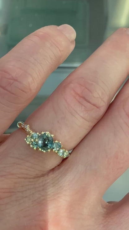 Dryad V Engagement Ring - Parti Teal Sapphires And Diamonds