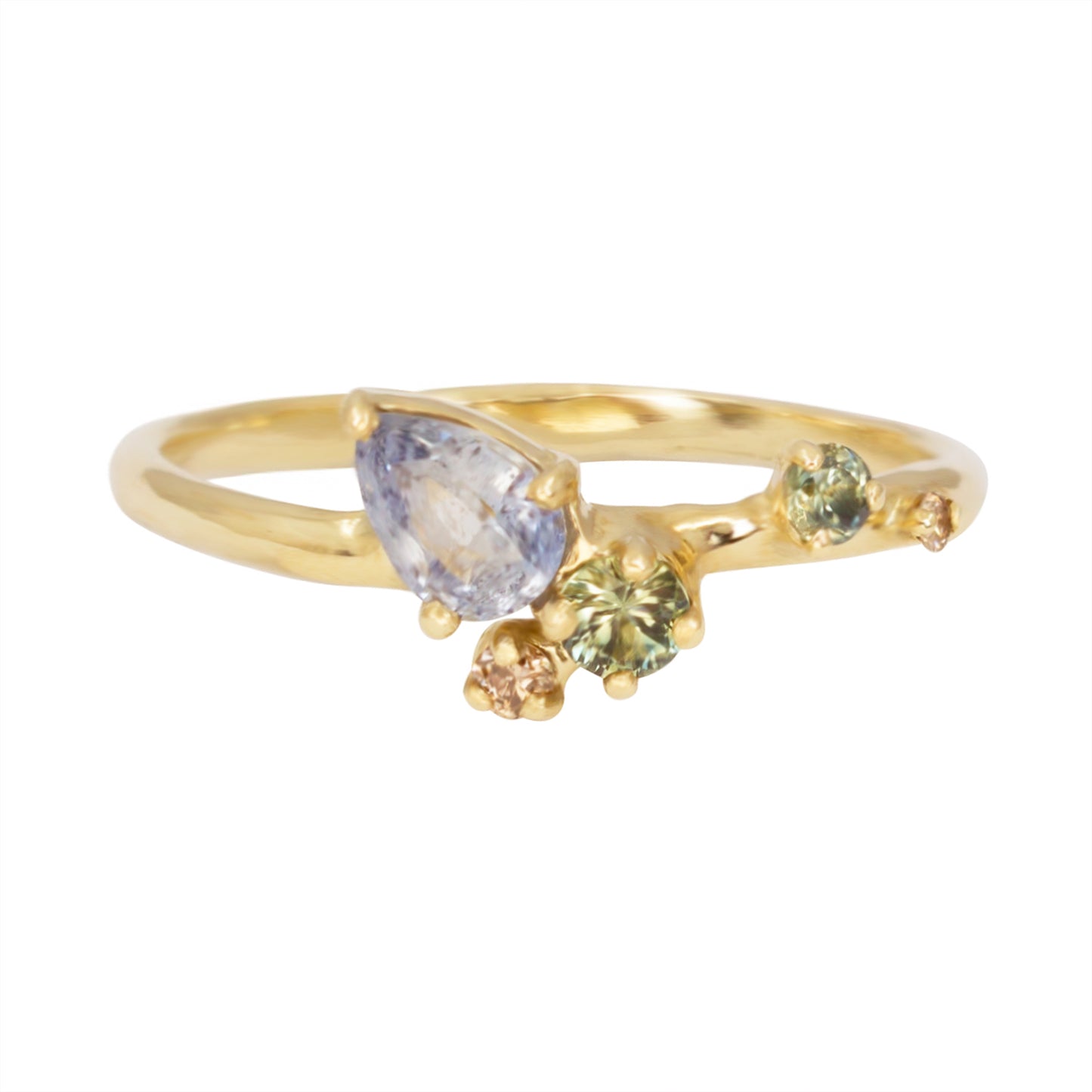 One Of A Kind Sayuri Ring - Pear Blue And Teal Sapphires And Champagne Diamonds - Irena Chmura Jewellery