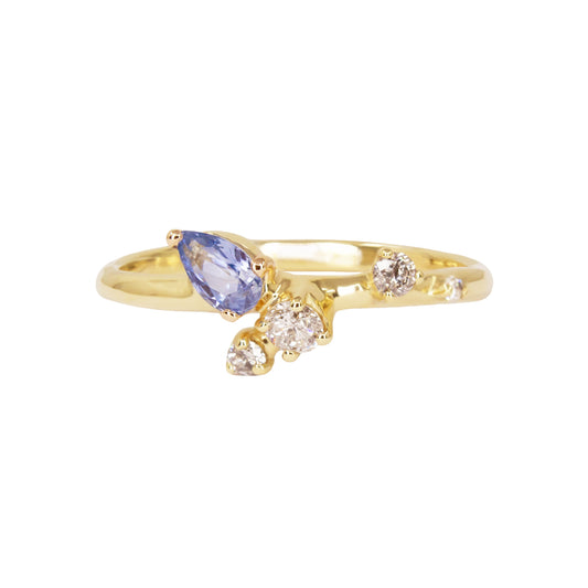 Sayuri Engagement Ring - Light Blue Sapphire And Grey Diamonds