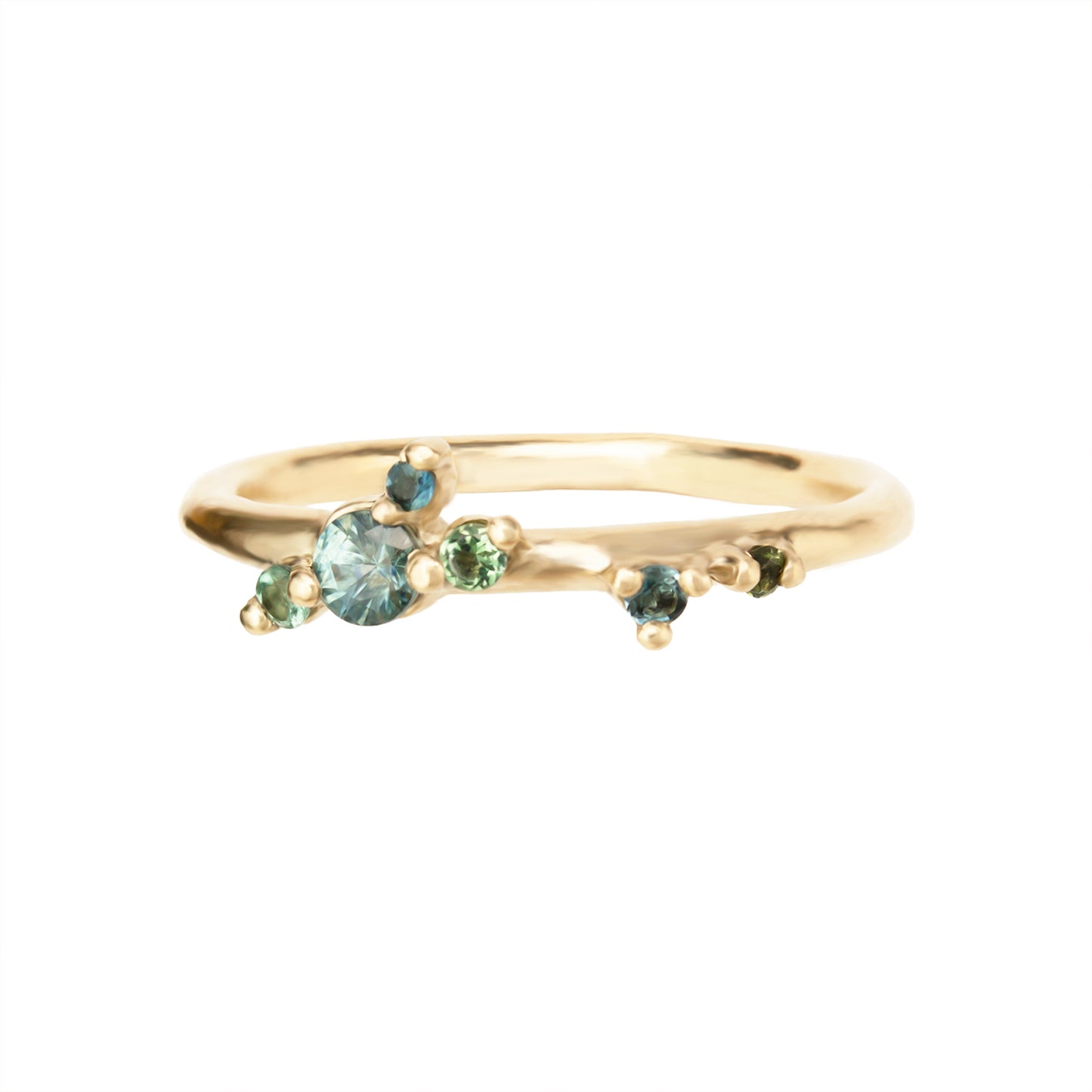 Ocean Blossom Engagement Ring - Teal Sapphire And Tourmalines - Irena Chmura Jewellery