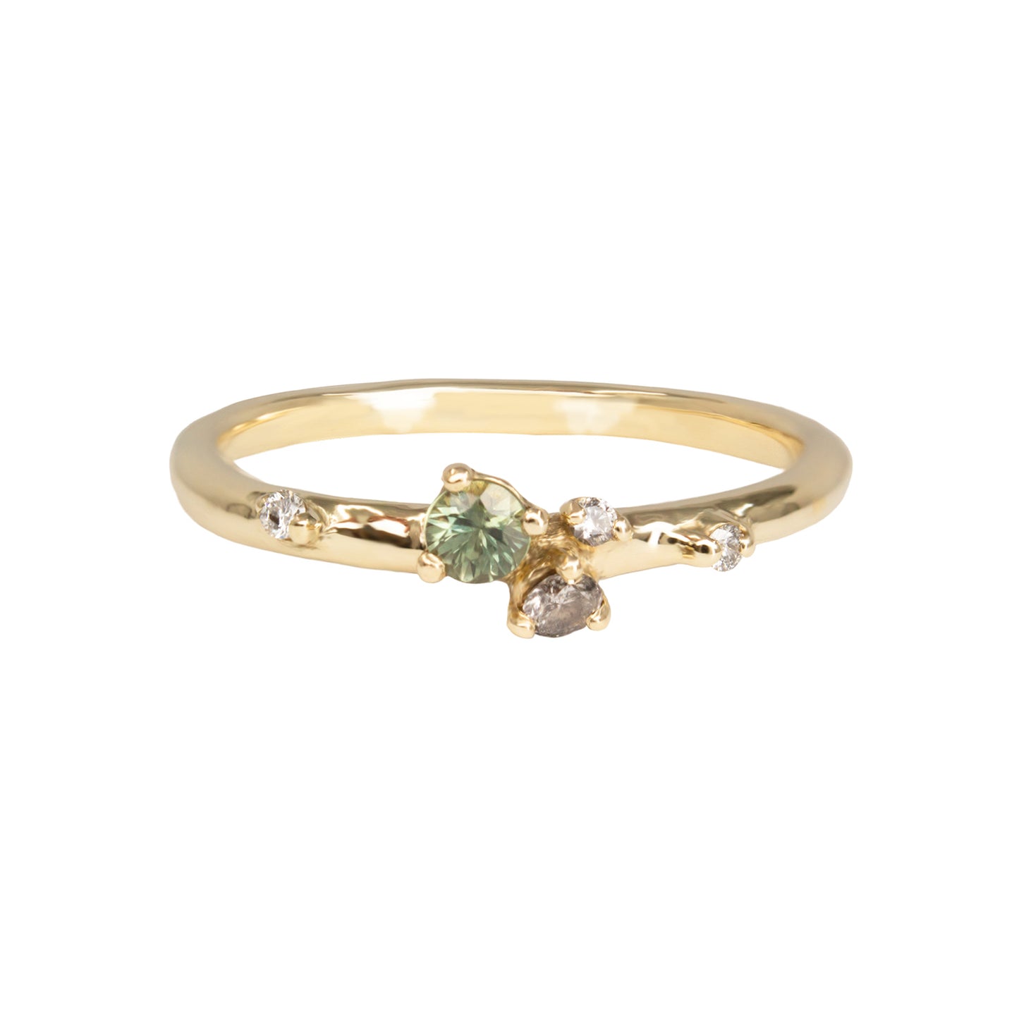 Antheia Ring - Teal Sapphire And Salt & Pepper Diamonds - Irena Chmura Jewellery