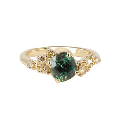 Danae Engagement Ring - Teal Sapphire And Yellow Diamonds - Irena Chmura Jewellery
