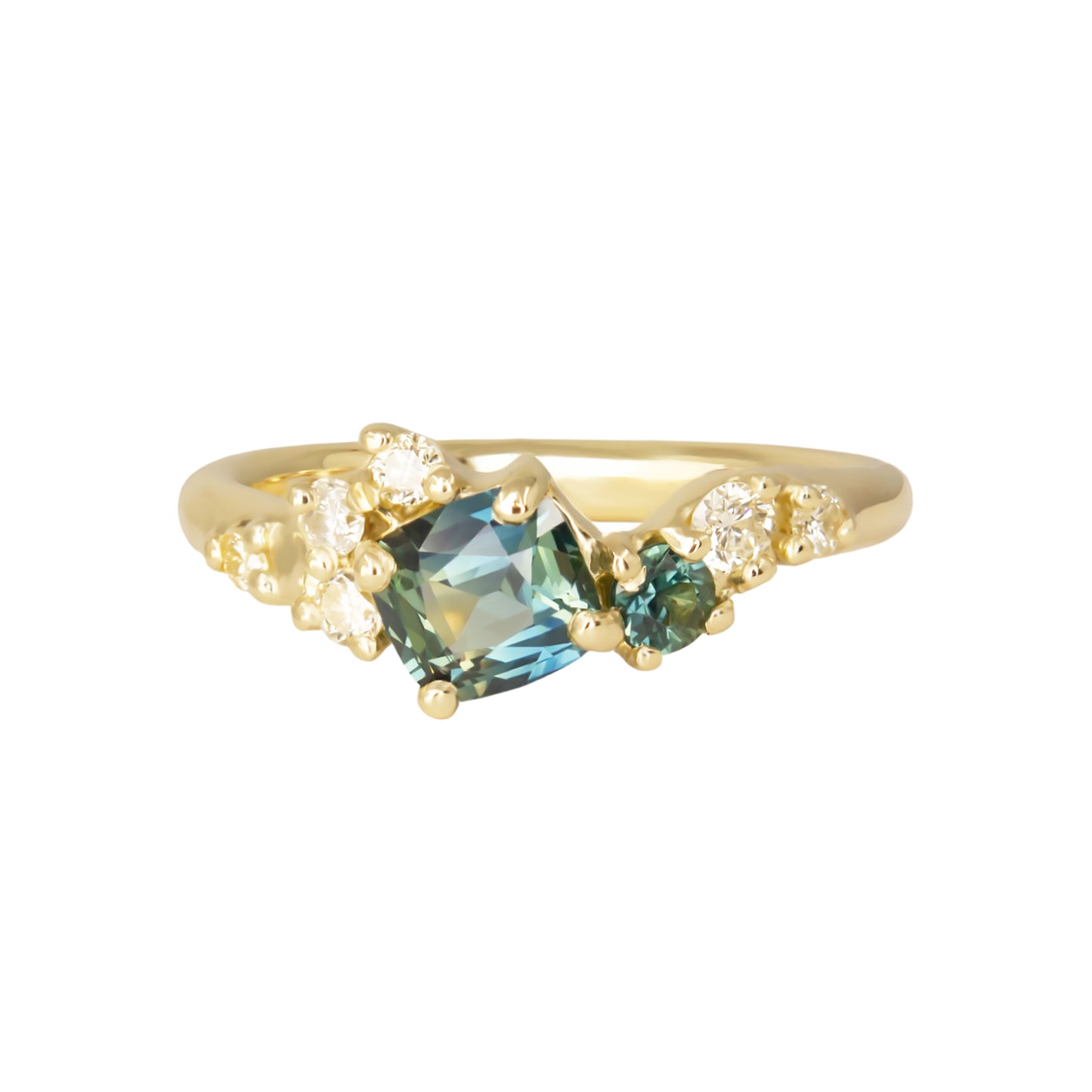 Danae Engagement Ring - Teal Sapphire And Natural Yellow Diamonds - Irena Chmura Jewellery