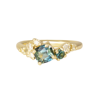 Danae Engagement Ring - Teal Sapphire And Natural Yellow Diamonds - Irena Chmura Jewellery