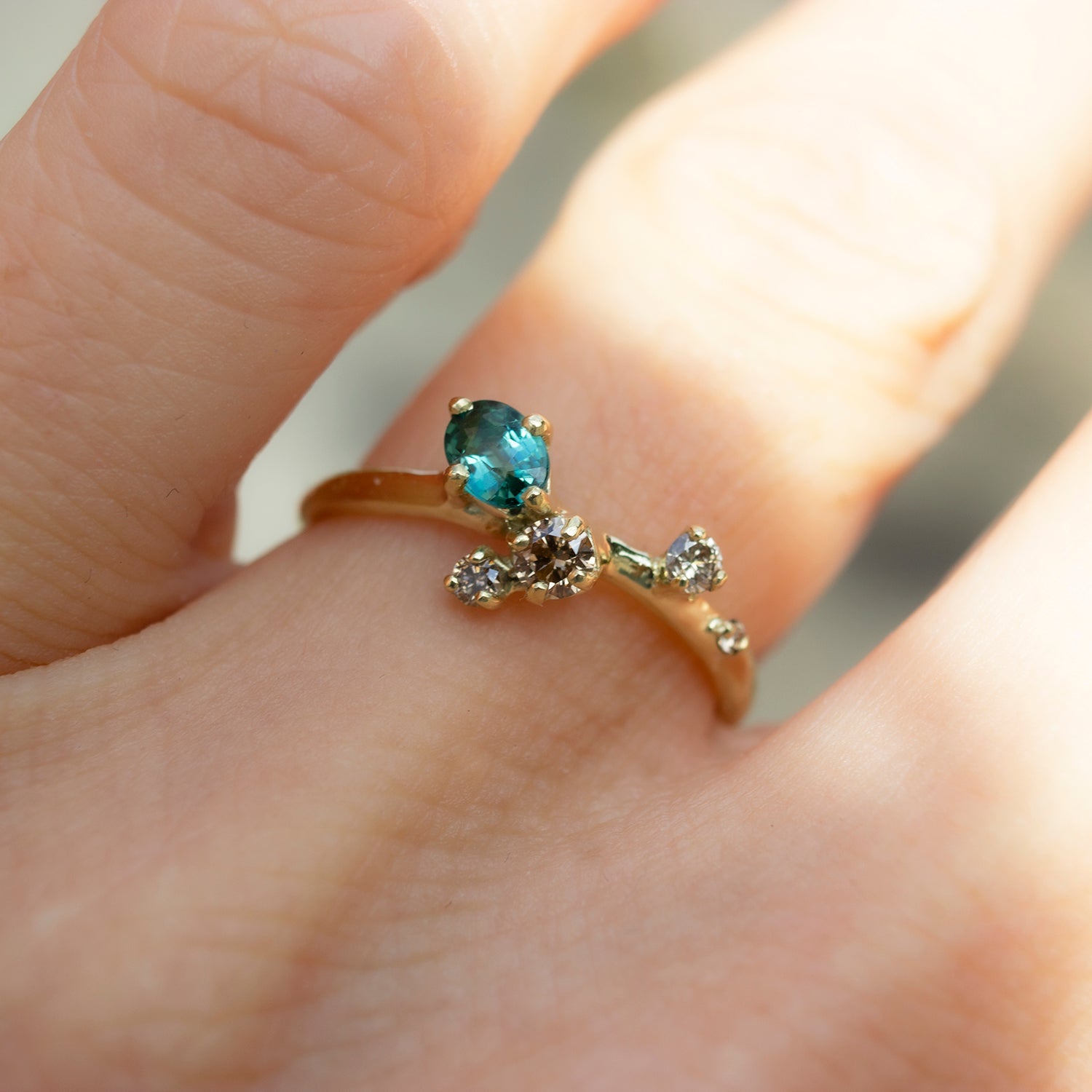 One Of A Kind Sayuri Ring - Blue Tourmaline And Champagne Diamonds - Irena Chmura Jewellery