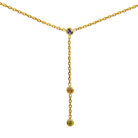DEWY DROP NECKLACE - BROWN AND GREEN DIAMONDS, BLUE SAPPHIRE - Irena Chmura Jewellery