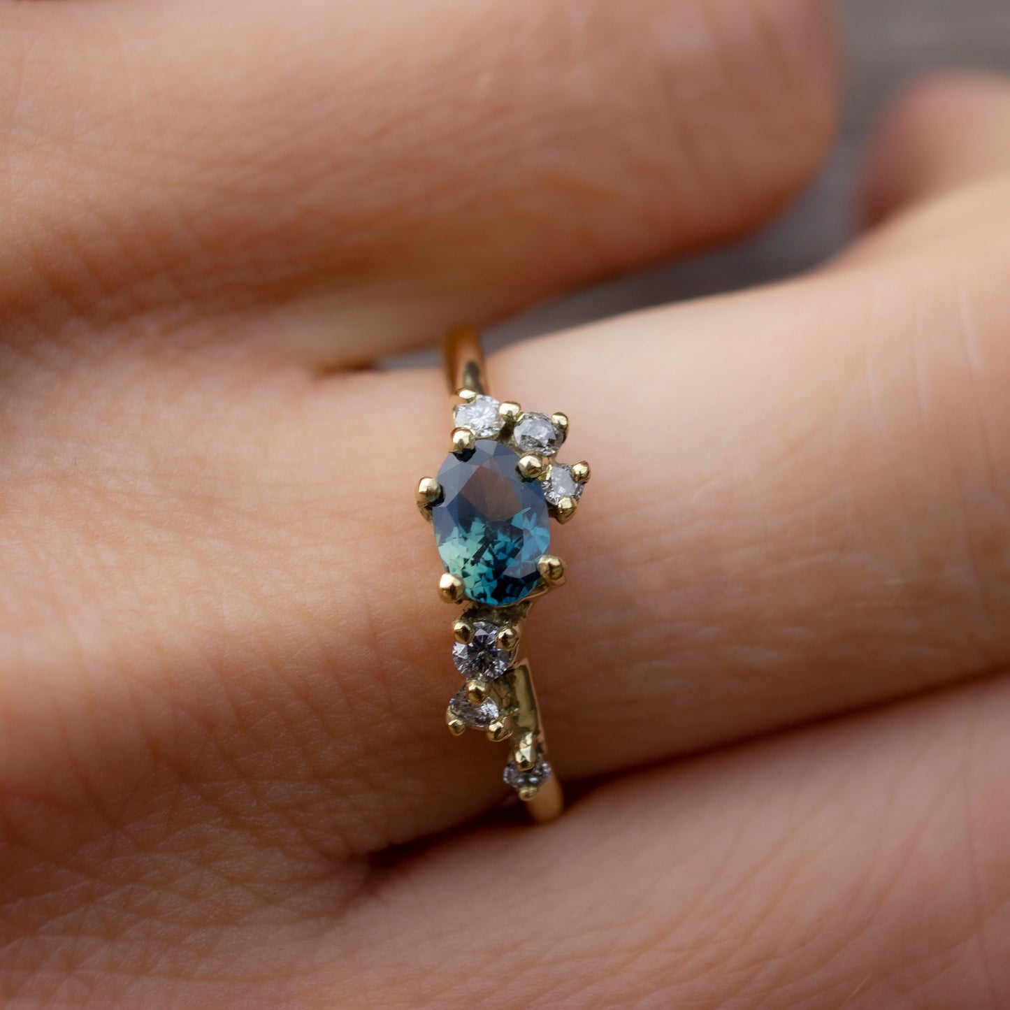 ONE OF A KIND DRYAD II RING - PARTI SAPPHIRE & SALT AND PEPPER DIAMONDS - Irena Chmura Jewellery