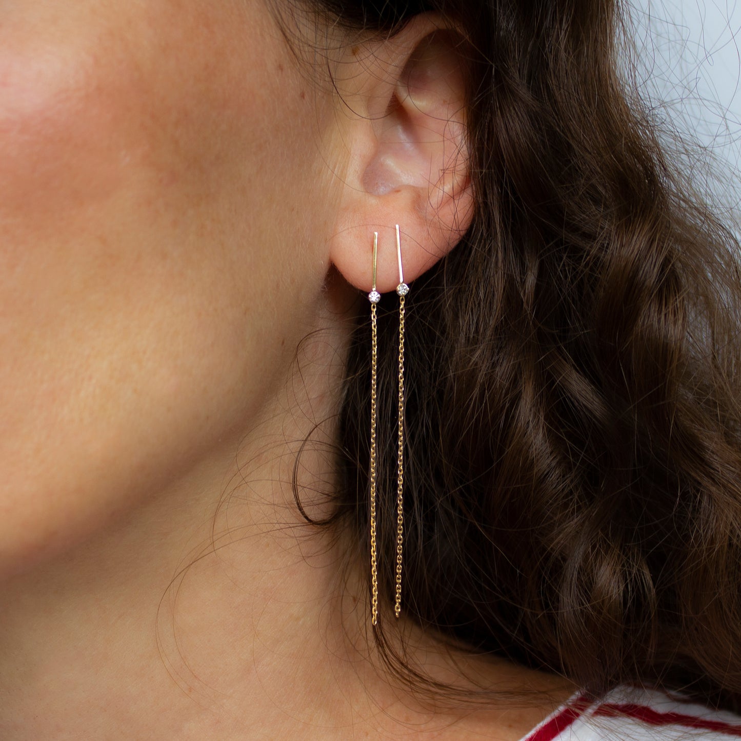 ICICLE DIAMOND LINE & CHAIN LONG EARRING - Irena Chmura Jewellery