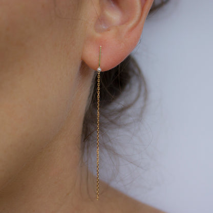 LEDA LINE & CHAIN LONG EARRING - Irena Chmura Jewellery