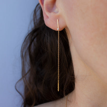 LEDA LINE & CHAIN LONG EARRING - Irena Chmura Jewellery