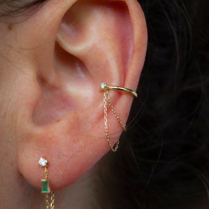 ICICLE DIAMOND CHAINED EAR CUFF - Irena Chmura Jewellery