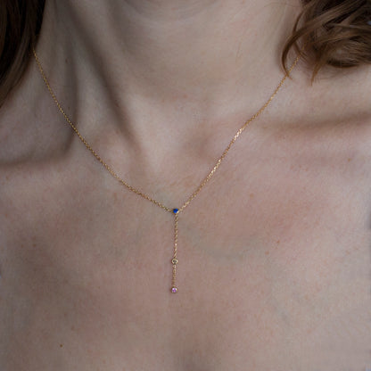 DEWY DROP NECKLACE - BROWN DIAMOND, BLUE AND PINK SAPPHIRES - Irena Chmura Jewellery