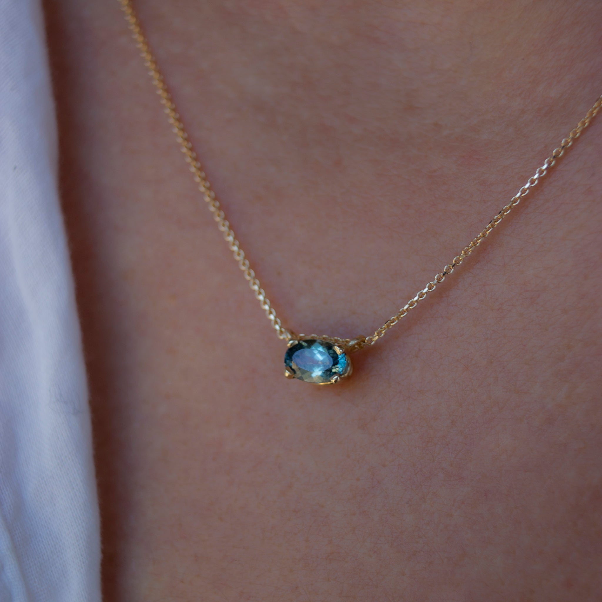 Teal Sapphire Trio Necklace | TER - Necklaces Jewelry Collections